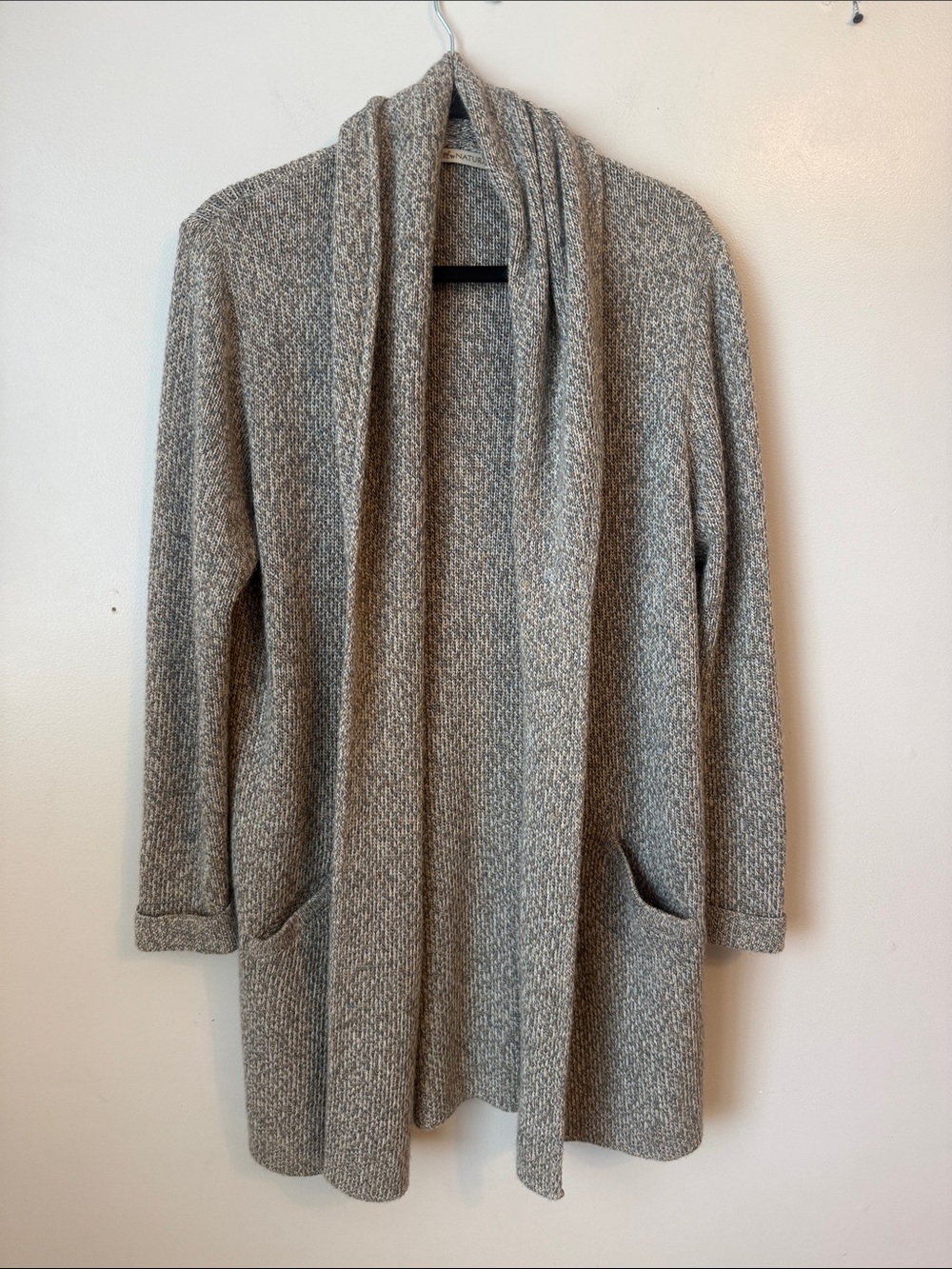 Simply Natural Alpaca Open Front Cardigan Oversize Peruvian Pockets One Size